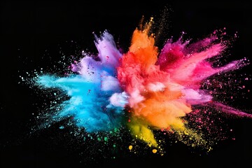 A vibrant rainbow paint, powdered color explosion. Generative Ai