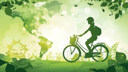 Illustration of World Bike Day Green Travel and Environmental Protection Festival,AI generated.