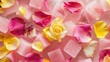 Bath and spa products containing pink and yellow rose petals
