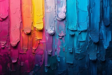 Poster - Bold pink and blue oil paint strokes with a thick, texture-rich application, ideal for a creative background