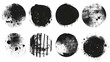 Black painted grunge round stains set, template for modern urban design