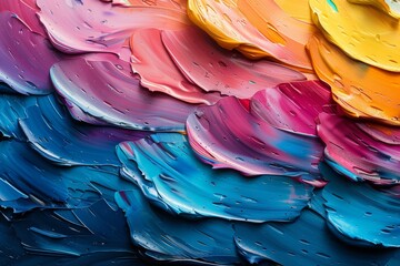 Poster - This image showcases a vibrant blend of colors with thick textures created by oil paint strokes