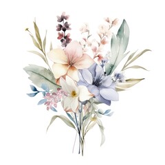 watercolor mountain glade flowers bouquet