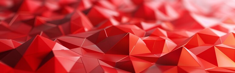 Canvas Print - The image showcases a three-dimensional field of red triangular shapes, giving a sense of structure and digital precision