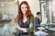 © peopleimages.com - Portrait, happy and woman with designer in office for planning, solutions and ideas for a startup business agency. Confident, female person and brainstorming for information on creative decisions