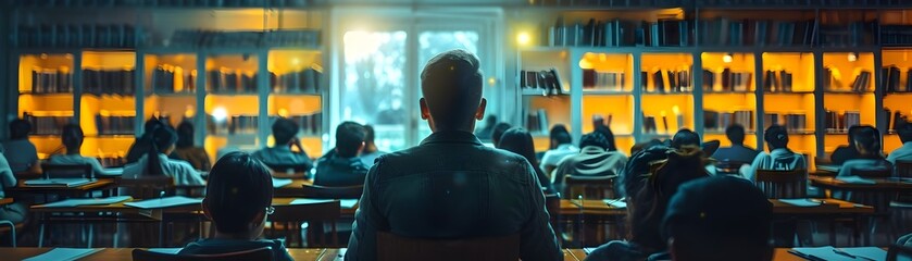 Poster - Focused and Determined Adult Learners Attending Night School Class for Continuing Education and Career Development