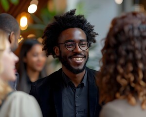 Poster - Professionals Networking at Corporate Event Exchanging Ideas and Contacts
