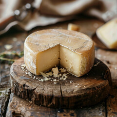 traditional cheese on a wooden surface