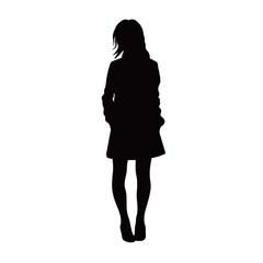 Wall Mural - Girl black vector silhouettes isolated on white background