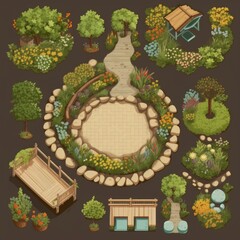 Poster - Illustration on the theme of garden and vegetable garden. AI generative.