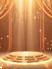 Wall Mural - Stage podium with lighting, Stage Podium Scene with for Award, Decor element background. Vector illustration. Generative Ai.