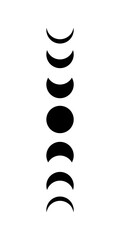 black full moon lunar phases. vector moon. isolated cosmic silhouette.