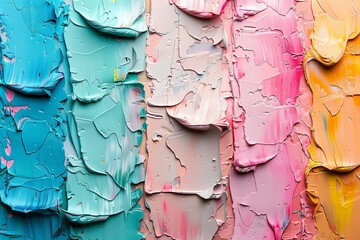 Poster - An abstract background with a blend of colorful textured oil paint strokes on a canvas