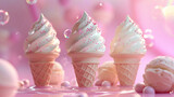 Fototapeta Dziecięca - 3d render of ice cream on pastel background