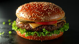 Fototapeta Dziecięca - 3d render of Burger on black background