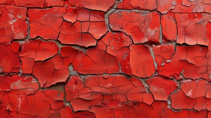 Poster - Background of cracked red bricks wall texture