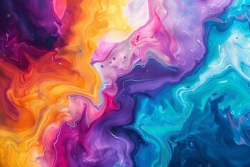 Wall Mural - abstract fluid art background in vibrant rainbow colors creative design