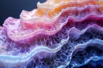 Poster - A macro shot reveals an intricate, wavy texture with a gradient of pastel colors blending together
