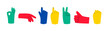 Set of hands in different gestures, human hand vector illustration