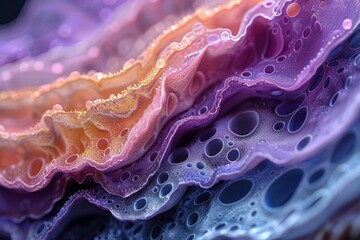 Poster - Close-up image revealing intricate details and vivid colors of a fluid art texture with a marbled effect