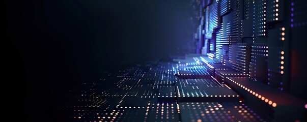 Aufkleber - Digital background perfect for tech processes, neural networks, artificial intelligence, data transfer and encryption, digital archives, sound and graphic presentations, science, education, etc.
