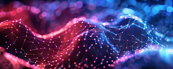 Digital background perfect for tech processes, neural networks, artificial intelligence, data transfer and encryption, digital archives, sound and graphic presentations, science, education, etc.