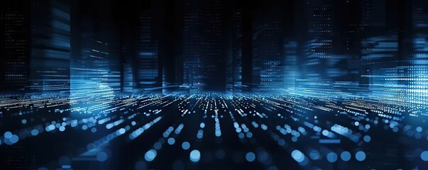 Aufkleber - Digital background perfect for tech processes, neural networks, artificial intelligence, data transfer and encryption, digital archives, sound and graphic presentations, science, education, etc.