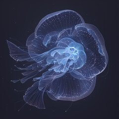 Wall Mural - Experience the enchantment of glowing jellyfish in a mesmerizing underwater ballet. This captivating image showcases the beauty and grace of these sea creatures as they perform their elegant dance