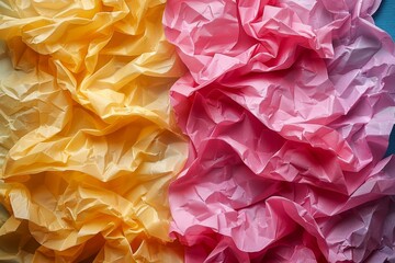 Poster - Abstract image showing a contrast of warm toned crinkled paper creating a textured background