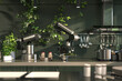 Robotic Arms Cooking in Modern Kitchen