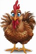 Playful Cartoon Hen Standing Boldly -Illustration of a Feathered Farm Bird with Vivid Colors.