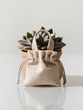 Sustainably Packed Succulent Plants in Eco-Friendly Burlap Bags on White Background.
