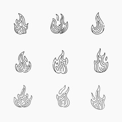 Wall Mural - Fire doodle line vector illustration