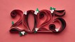 Elegant 2025 Quilling Artwork on Red Background for New Year Celebration.