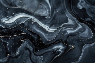 Poster - Detailed close up of a black and white marble surface, ideal for backgrounds or textures