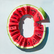 Alphabet Letter O Shaped Watermelon Slice, White Background.
