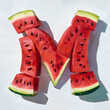Alphabet Letter M Shaped Watermelon Slice, White Background.