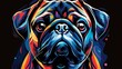 Colorful, Vibrant Pop Art Portrait of a Pug Dog.