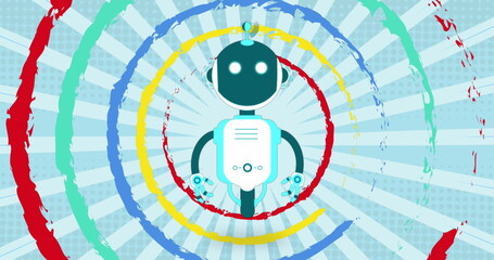 Poster - Image of ai chat bot over colourful circles background