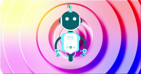 Poster - Image of ai chat bot over colourful circles background