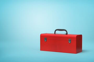 Poster - Bright red closed toolbox on blue background