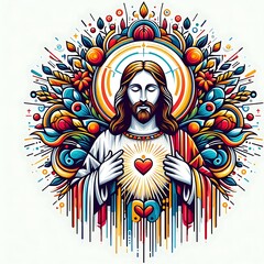 Wall Mural - A colorful illustration of a jesus christ religious images realistic card design card design illustrator.