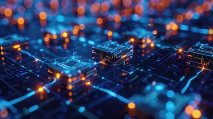 Poster - Detailed view of a computer circuit board. Perfect for technology concepts