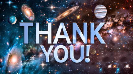 Cosmic Appreciation: Galactic Thank You Card with Planets and Stars