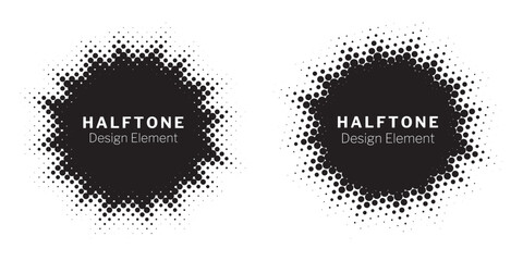 Aufkleber - Halftone Background. Glowing light Halftone effect. Abstract grunge Starburst halftone dots background set. Star Flare, Shine light halftone texture. Retro background, pop art style.