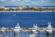 Port with luxury yachts in Cannes France summertime