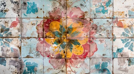 Poster - designing digital wall art tiles for interior home decor in ceramic style