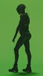 © CatNap Studio - 3D illustration of cyberpunk character on green screen. cyborg, humanoid, robot.