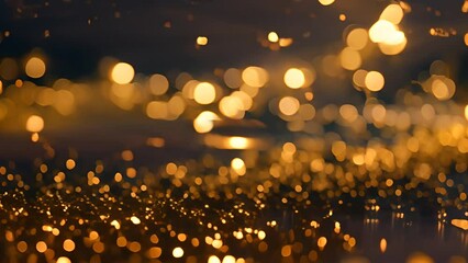 Poster - Glowing Golden Sparkles on a Dark Background Generative AI