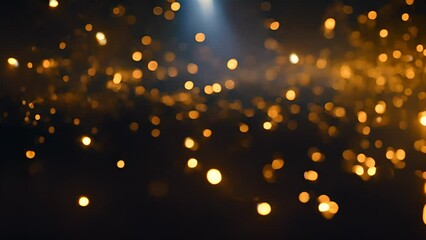 Poster - Shimmering Golden Bokeh Lights in Dark Background Generative AI